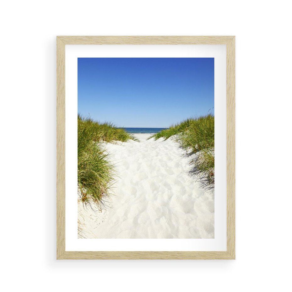 Plakat w ramie 40x50 - Relaks nad Morskimi Wzgórzami - plaża, wydmy - rama drewno