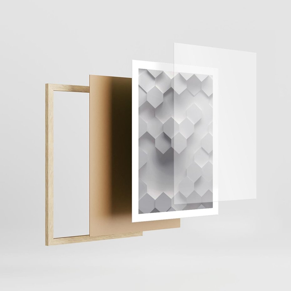 Plakat w ramie 50x70 - Kreatywna Forma - geometryczny, 3D - rama drewno