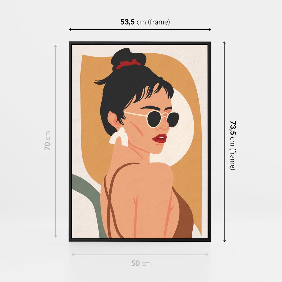 Obraz w ramie 50x70 - Kobieca Przenikliwość - nowoczesny plakat, styl retro - rama czarna