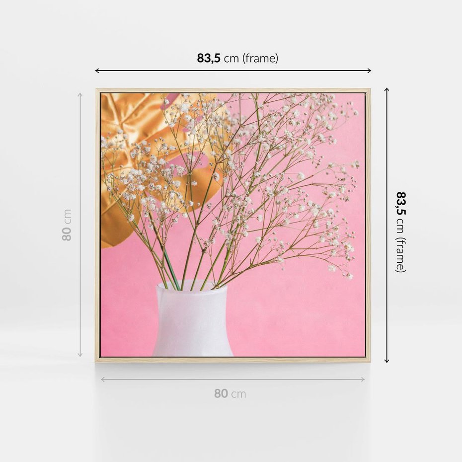 Obraz w ramie 80x80 - Przyjemność Złotej Natury - złote, liście - rama drewno