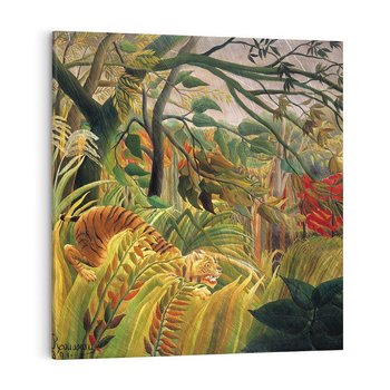 Obraz na płótnie 40x40 - "Tygrys w tropikalnej burzy" (1891) Henri Rousseau - Reprodukcja - reprodukcja, obraz na płótnie