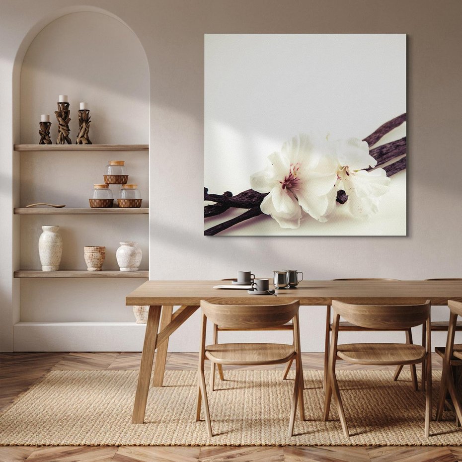 Obraz na płótnie 40x40 - Czuła delikatność wanilii - wanilia, kwiaty