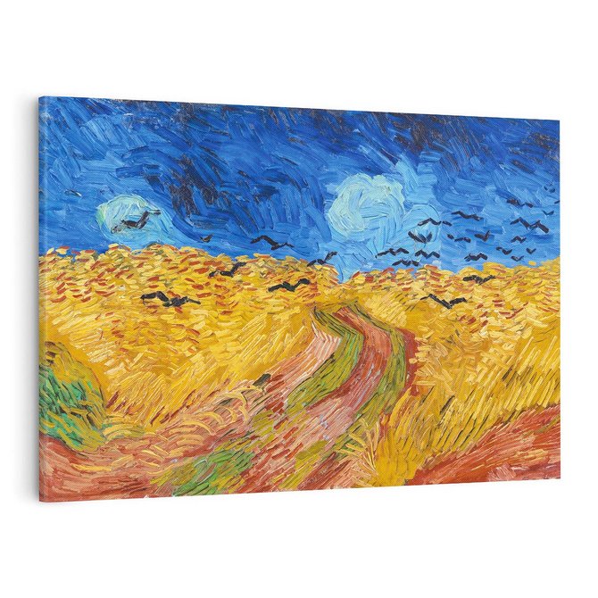 Obraz na płótnie 120x80 - "Wheatfield with Crows" (1890) Vincent van Gogh - Reprodukcja - reprodukcja, obraz na płótnie