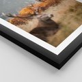 Plakat w ramie 40x50 - Malownicza Harmonia - jelenie, jesień - rama czarna