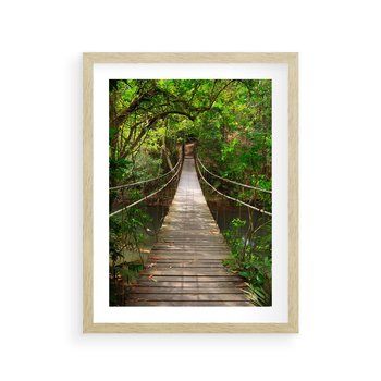 Plakat w ramie 50x70 - Przez Dżunglę - most, linowy - rama drewno