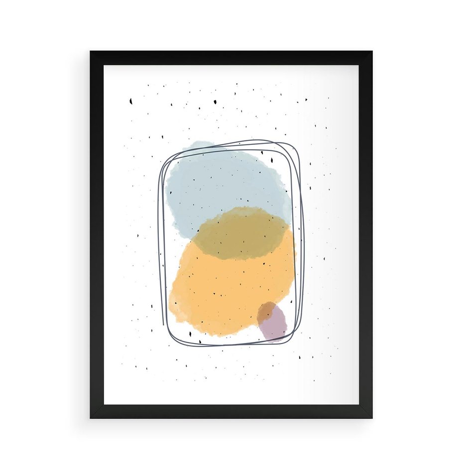 Plakat w ramie 50x70 - Wibracje Linii - abstrakcyjna kompozycja, jak ręcznie malowana - rama czarna