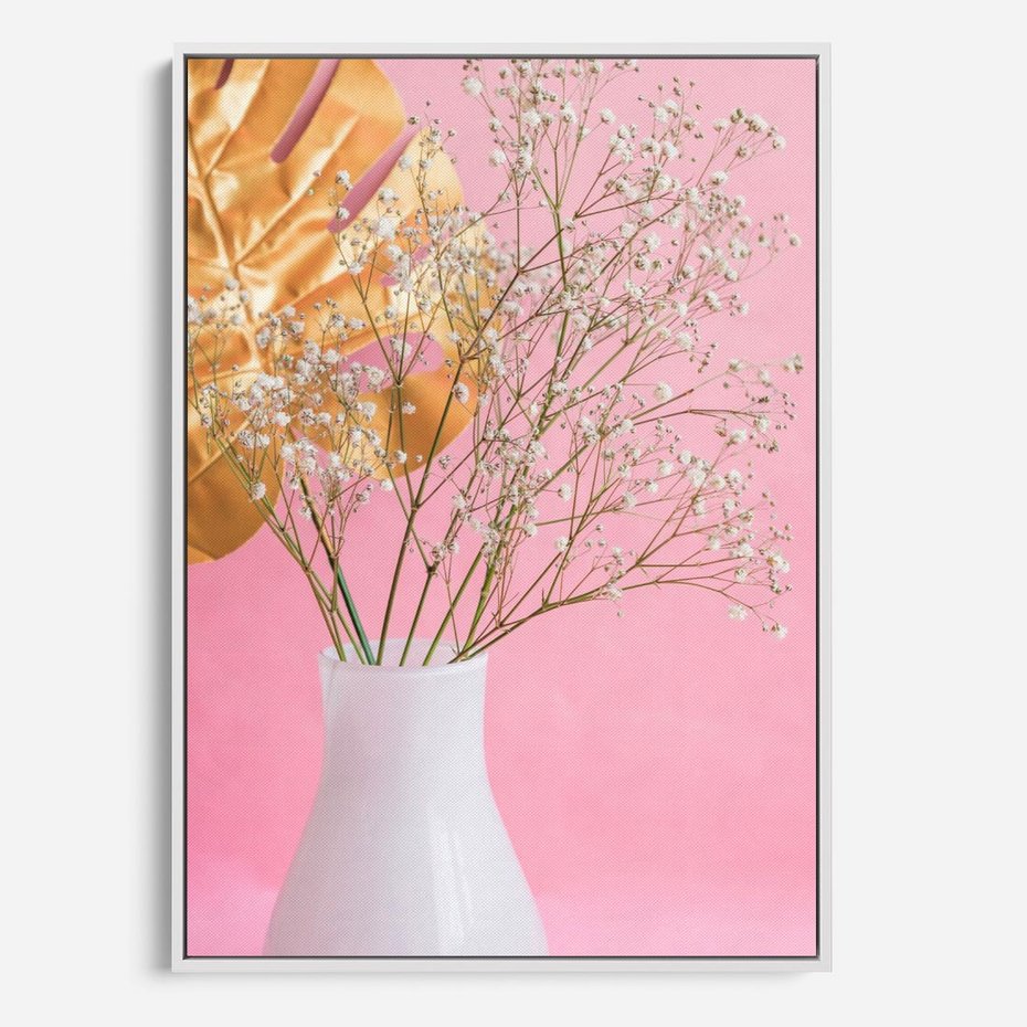 Obraz w ramie 80x120 - Przyjemność Złotej Natury - złote, liście - rama biała