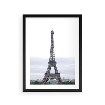 Plakat w ramie 50x70 - Eiffla w mglistym świetle - Eiffla, Paryż - rama czarna