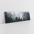 Obraz na płótnie 90x30 - Las w górach: mistyczna mgła - las, góry