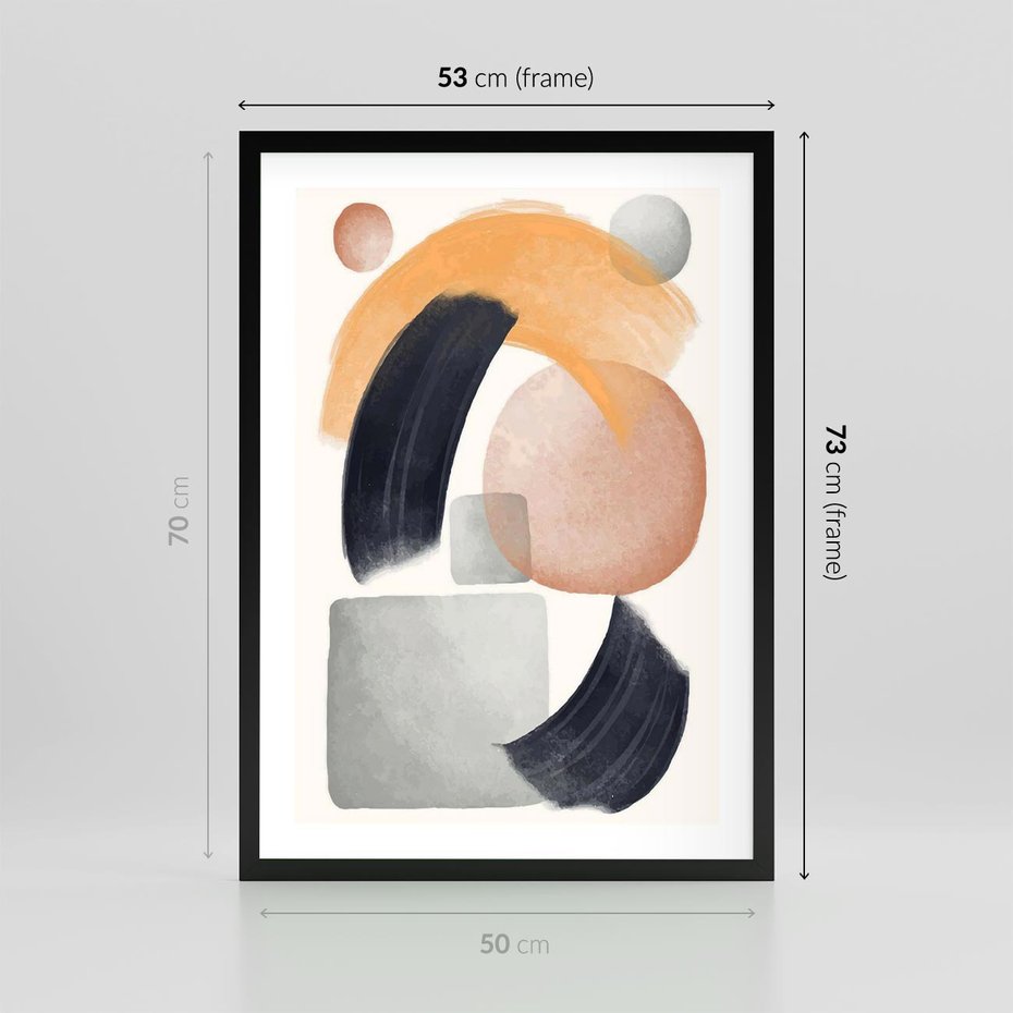 Plakat w ramie 50x70 - Graficzna Kreatywność - abstrakcyjna grafika, plamy - rama czarna