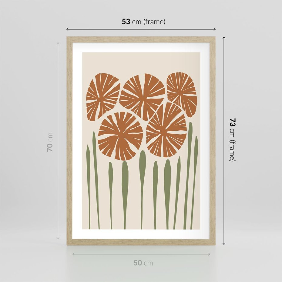 Plakat w ramie 50x70 - Akwarelowe Echa Przyrody - kwiaty, nowoczesny plakat - rama drewno