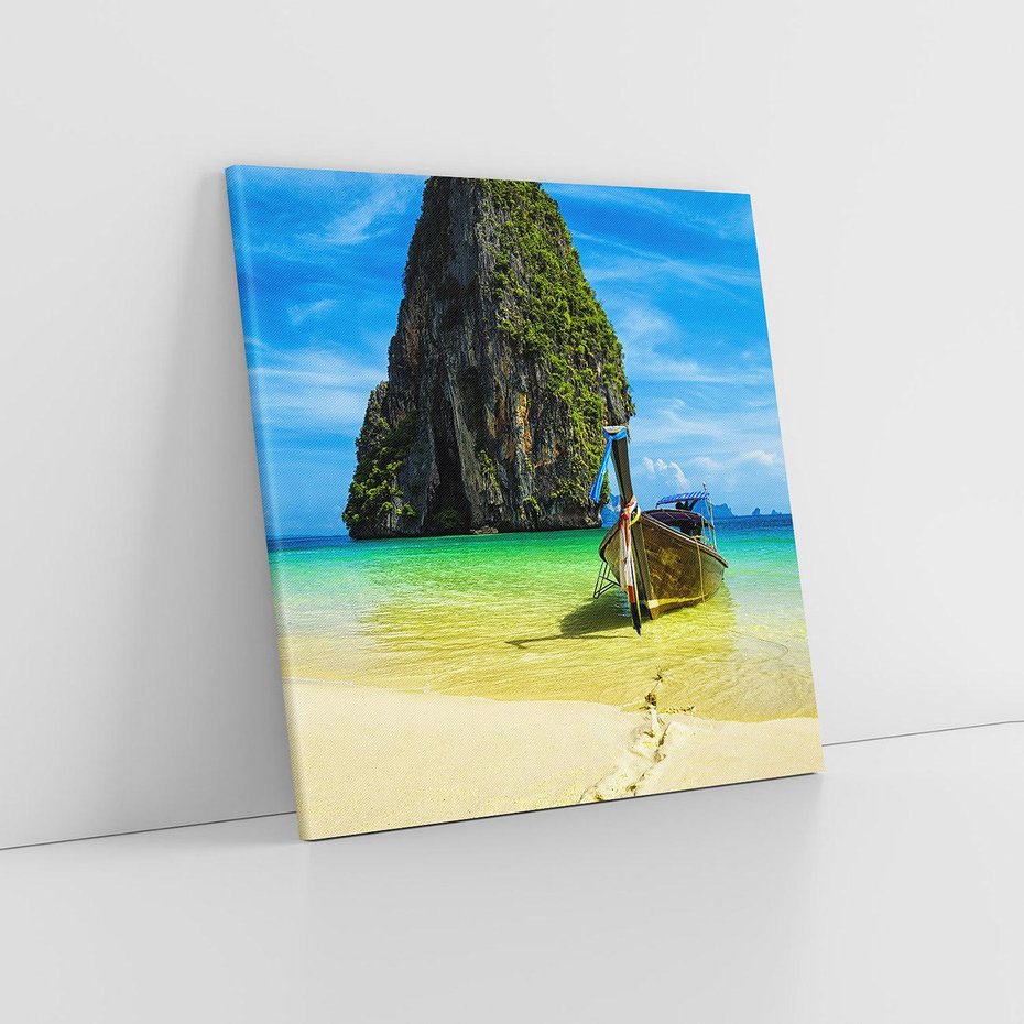 Obraz na płótnie 80x80 - Łódź nad Morzem - łodź, morze