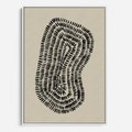 Obraz w ramie 70x100 - Nowoczesne Odbicia Wnętrza - boho plakat, czarne kropki kreski - rama biała
