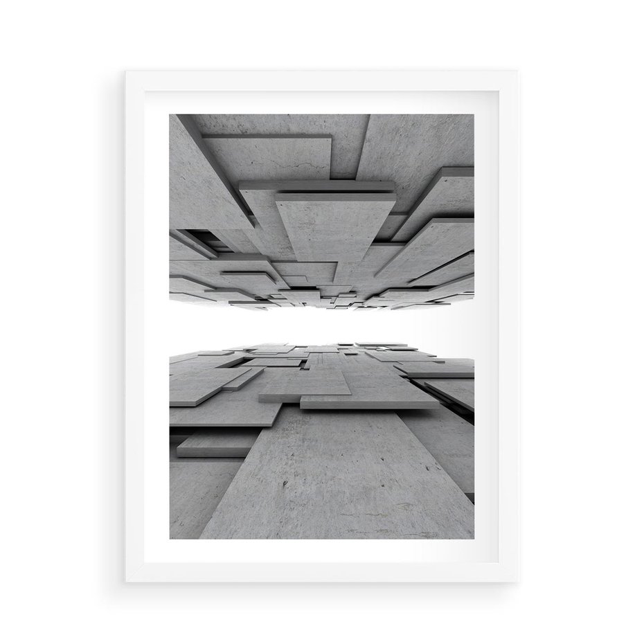 Plakat w ramie 50x70 - Architektura 3D - architektura, 3D - rama biała