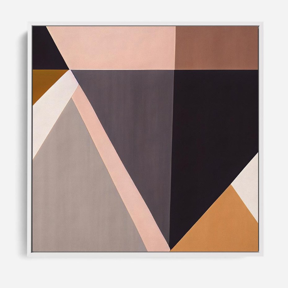 Obraz w ramie 50x50 - Trójkąty Wnętrz - abstrakcja, geometryczne kształty - rama biała