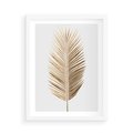 Plakat w ramie 50x70 - Złoty blask palmowego liścia - złota, palma - rama biała