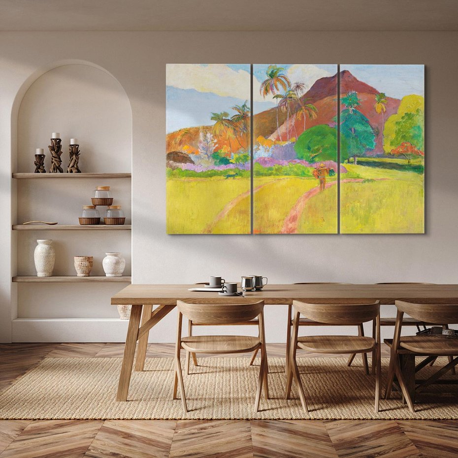 Obraz na płótnie 120x80 - Krajobraz Tahiti 1891, Paul Gauguin - Reprodukcja - reprodukcja, obraz na płótnie