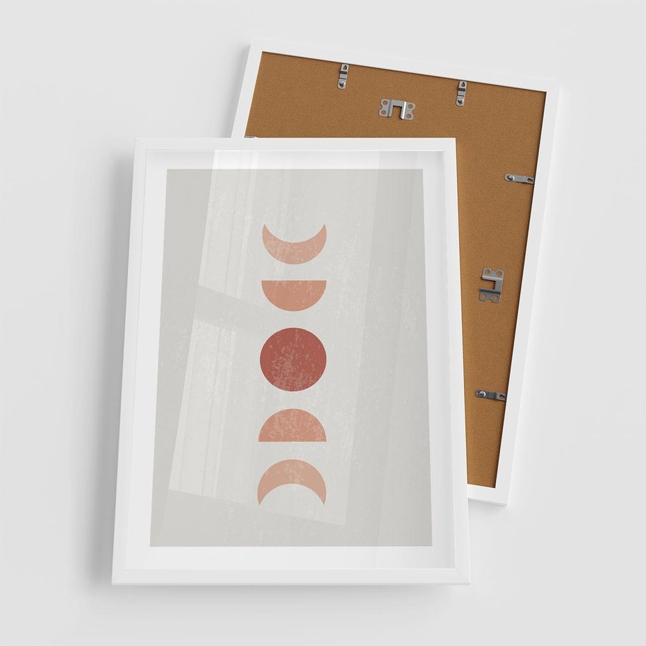 Plakat w ramie 50x70 - Mistyka Boho - boho plakat, beże brązy - rama biała