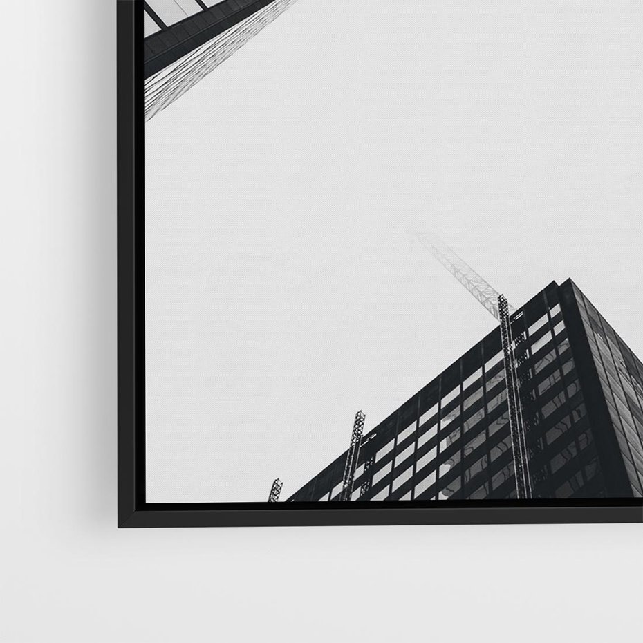 Obraz w ramie 50x50 - Nowoczesna Dynamika - perspektywa, wieżowce - rama czarna