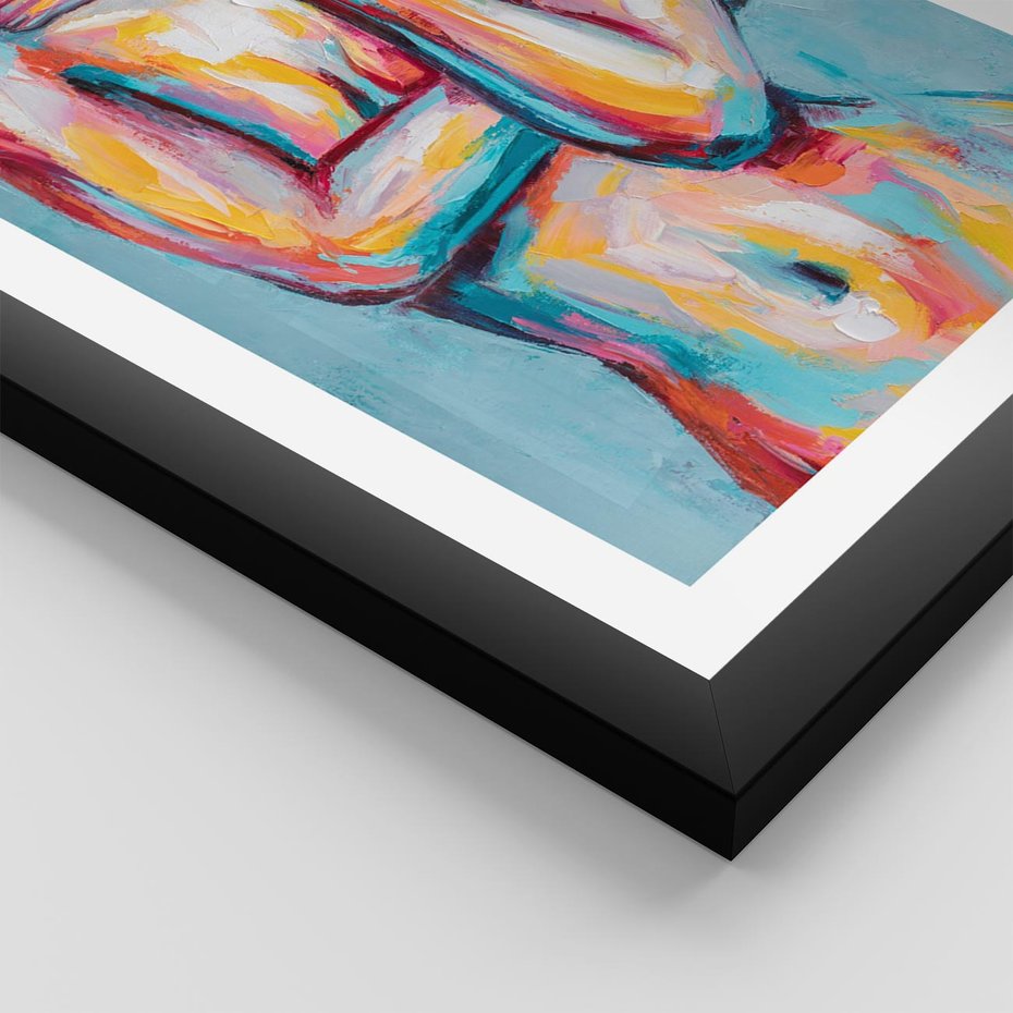 Plakat w ramie 30x40 - Nagie Natchnienie - obraz olejny, naga kobieta - rama czarna