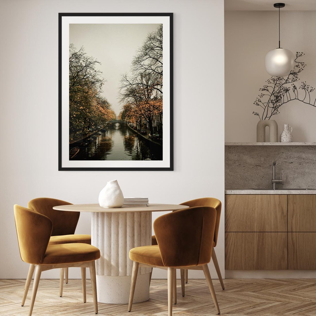 Plakat w ramie 40x50 - Jesienne Spacerki po Holenderskich Kanałach - kanały, Holandia - rama czarna