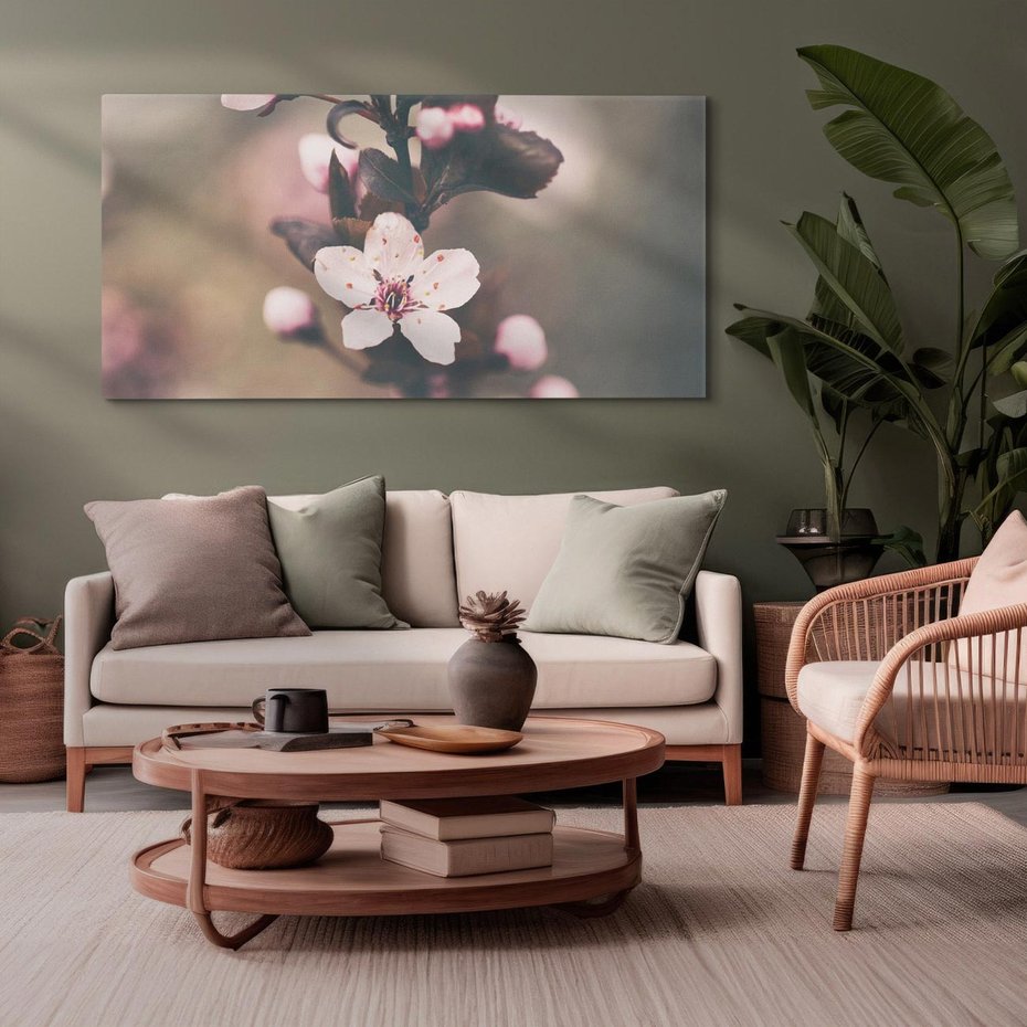 Obraz na płótnie 120x60 - Przemijający Urok - kwitnąca, wiśnia