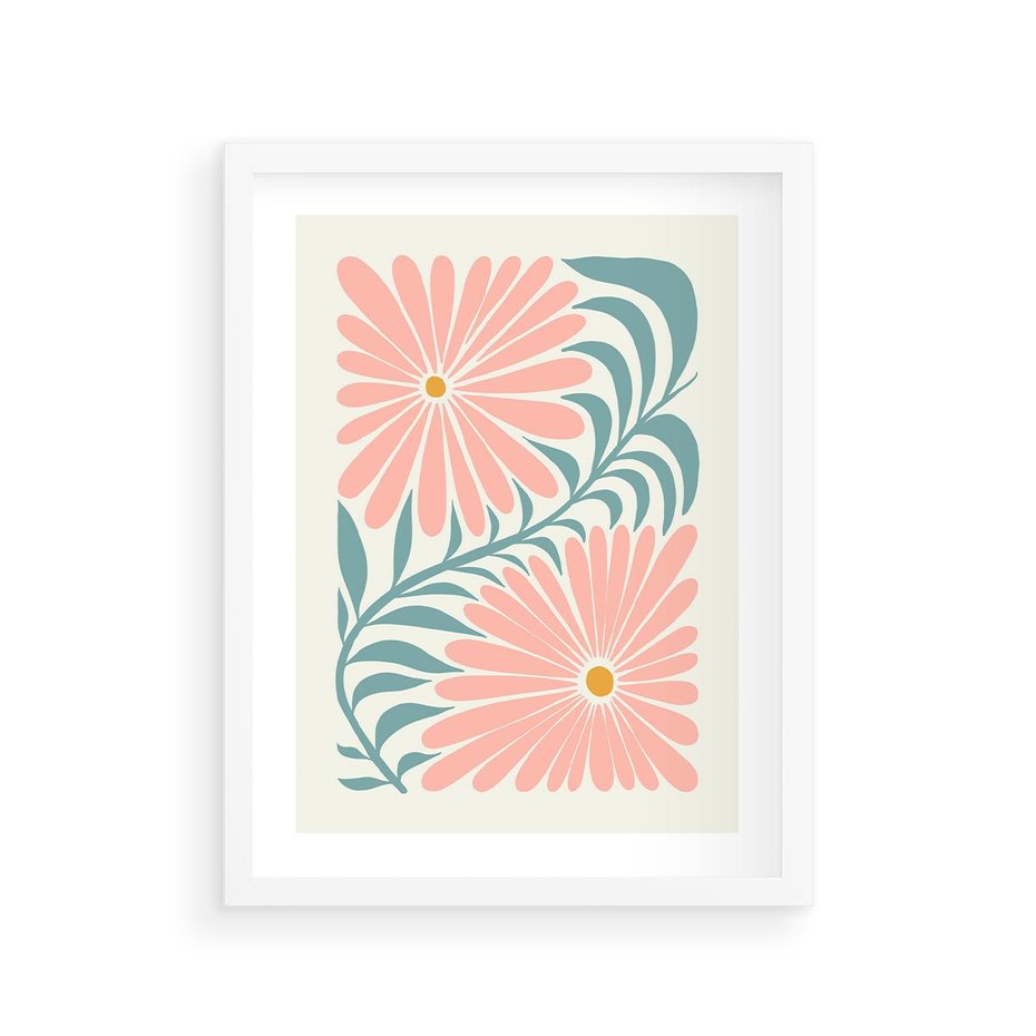 Plakat w ramie 30x40 - Kształtując Marzenia - kwiaty, sztuka nowoczesna - rama biała