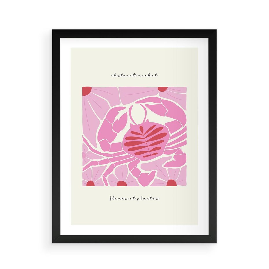 Plakat w ramie 50x70 - Rozświetlone Impresje - abstrakcyjny plakat, krab - rama czarna