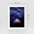 Plakat w ramie 30x40 - Kosmos - Ziemia i Księżyc - kosmos, ziemia - rama biała