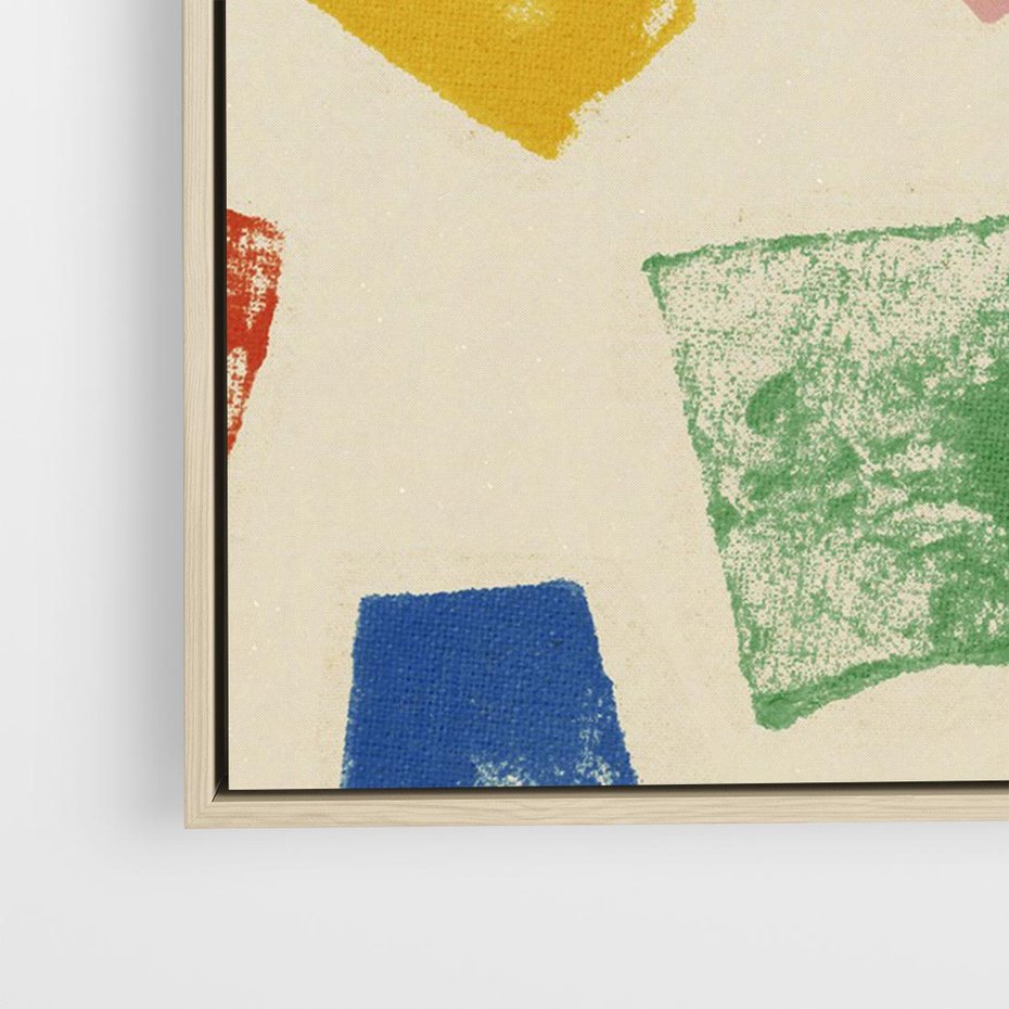 Obraz w ramie 70x50 - Tęczowe Rytmy - kolorowe tęczowe kwadraty, wesoły kolaż - rama drewno