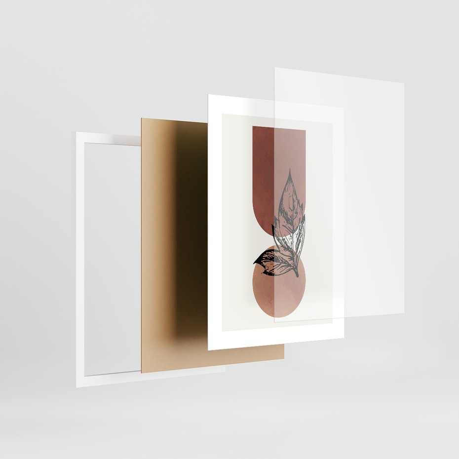 Zestaw obrazy w ramie 50x70 galeria - Roślinne, nowoczesne, geometryczne - rama biała