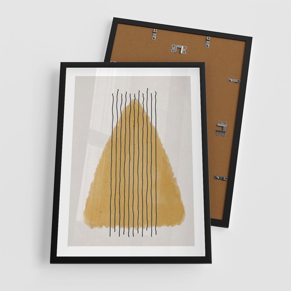 Plakat w ramie 50x70 - Migocące Impulsy - abstrakcyjna akwarelowa plama, nieregularne kreski - rama czarna