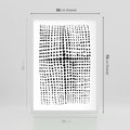 Plakat w ramie 50x70 - Refleksje Monochromatycznych Widoków - abstrakcyjna kompozycja z czarnych kropek, minimalistyczny czarno bialy plakat - rama biała