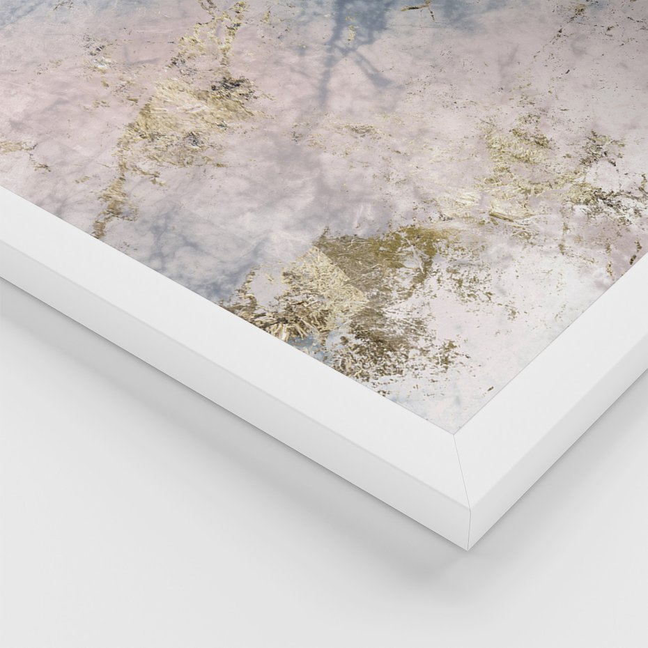 Zestaw obrazy w ramie 30x40 galeria - Marmur, złoto, błękit, turkus - rama biała