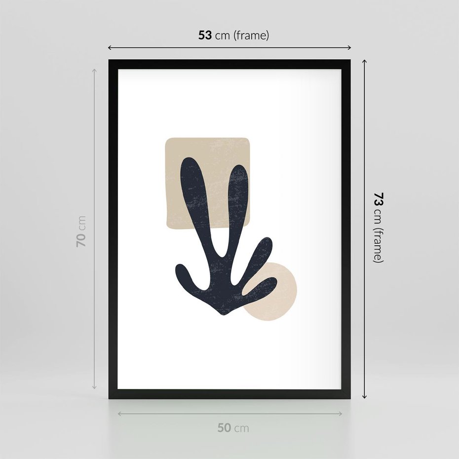 Plakat w ramie 50x70 - Granatowa Odsłona - minimalistyczna nowczesna grafika, styl matisse - rama czarna