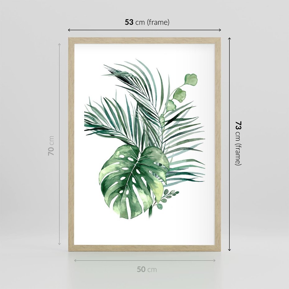 Plakat w ramie 50x70 - Przyjemność Złotej Natury - złote, liście - rama drewno