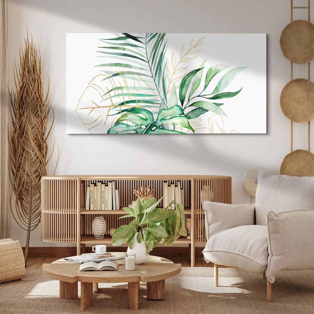 Obraz na płótnie 120x60 - Luksus w Detalu - złote, liście