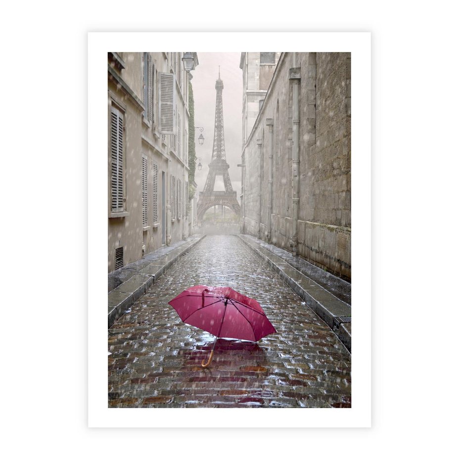 Plakat bez ramy 30x40 - Francuska elegancja pod parasolem - Francja, parasol