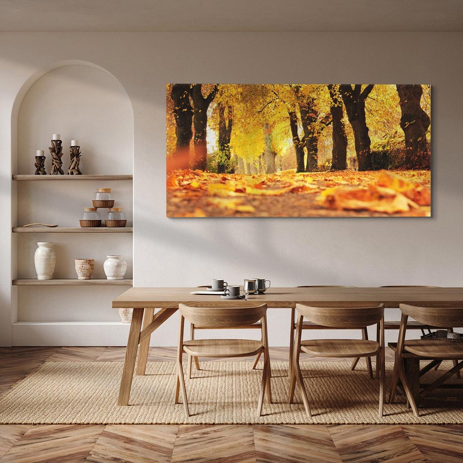 Obraz na płótnie 100x50 - Jesień, Liście, Park - Kolorowa Symfonia - jesień, liście