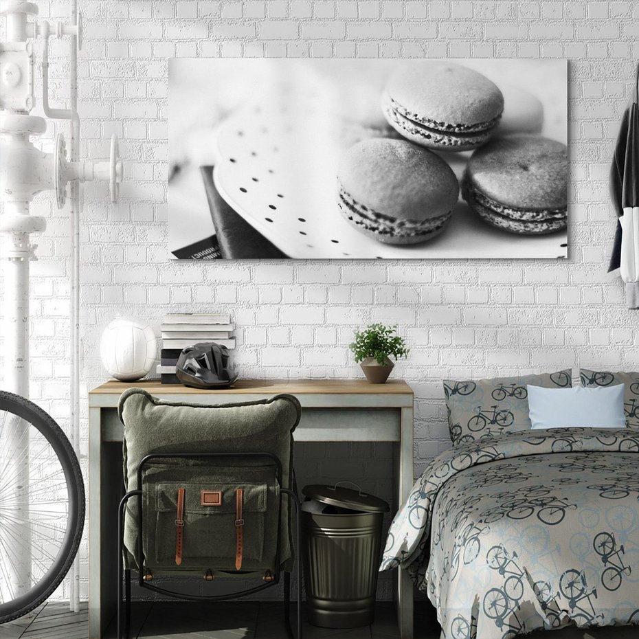 Obraz na płótnie 100x50 - Makaroniki w Szarości - czarno biała fotografia, plakat