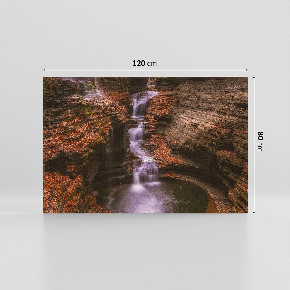 Obraz na płótnie 120x80 - Barwna Harmonia - strumień, las