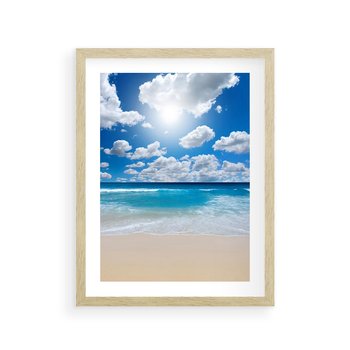 Plakat w ramie 50x70 - Wakacyjna plaża - plaża, wakacje - rama drewno