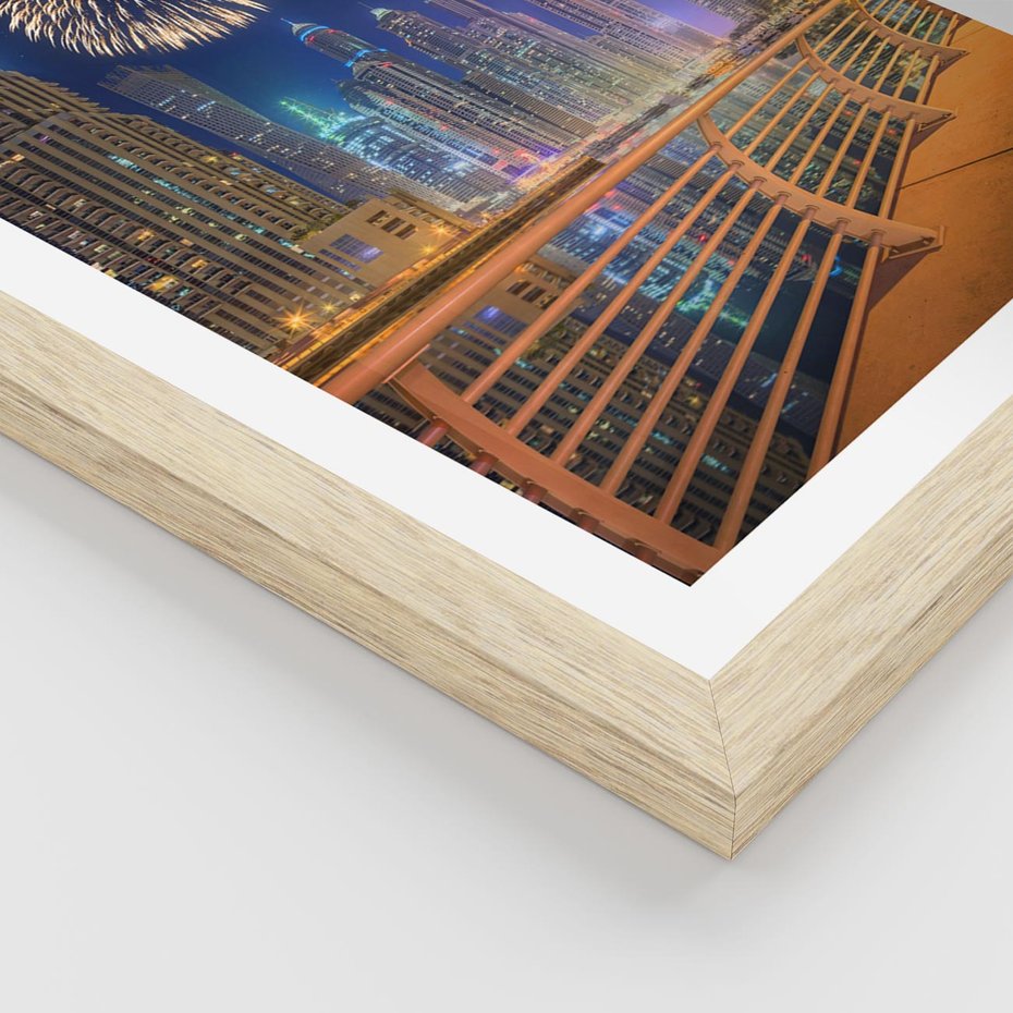 Plakat w ramie 30x40 - Fajerwerki Nowego Roku - nowy rok, fajerwerki - rama drewno