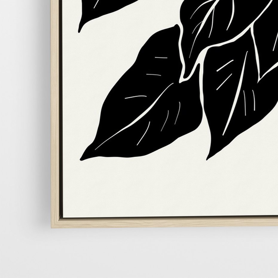 Obraz w ramie 50x70 - Ruchome szkicowe odbicia - czarno biała grafika, roślinność - rama drewno