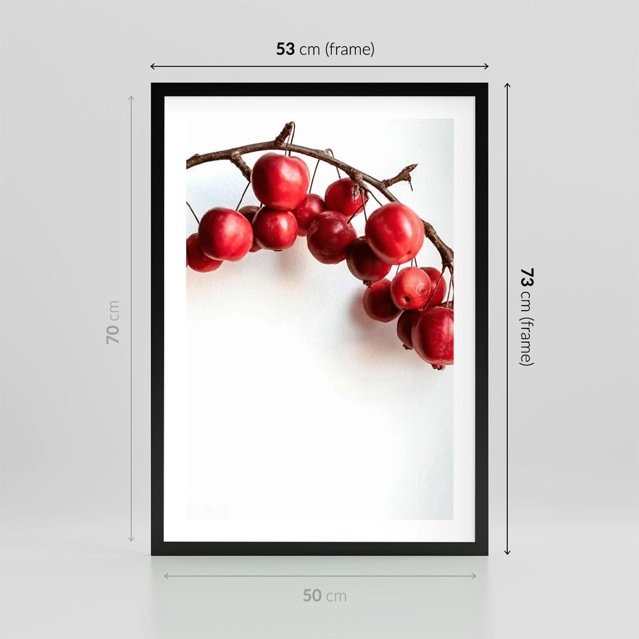 Plakat w ramie 50x70 - Jesienne Owoce - jarzębina, czerwone owoce - rama czarna