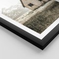 Plakat w ramie 40x50 - Ciepła Atmosfera - dom, stary dom w górach - rama czarna