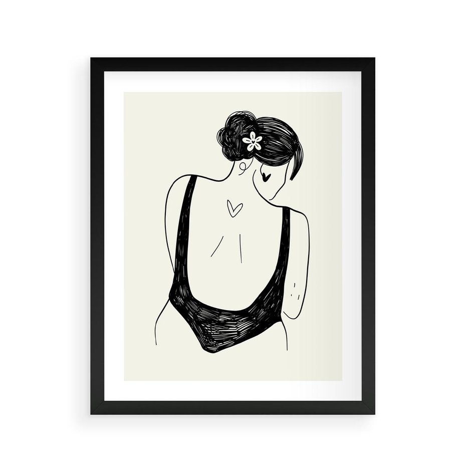 Plakat w ramie 40x50 - Echa Piękna - piękno kobiecego ciała, kobieta - rama czarna