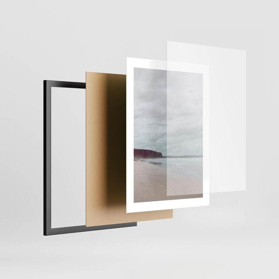 Plakat w ramie 30x40 - Mglista Plaża - plaża, mglisty krajobraz - rama czarna