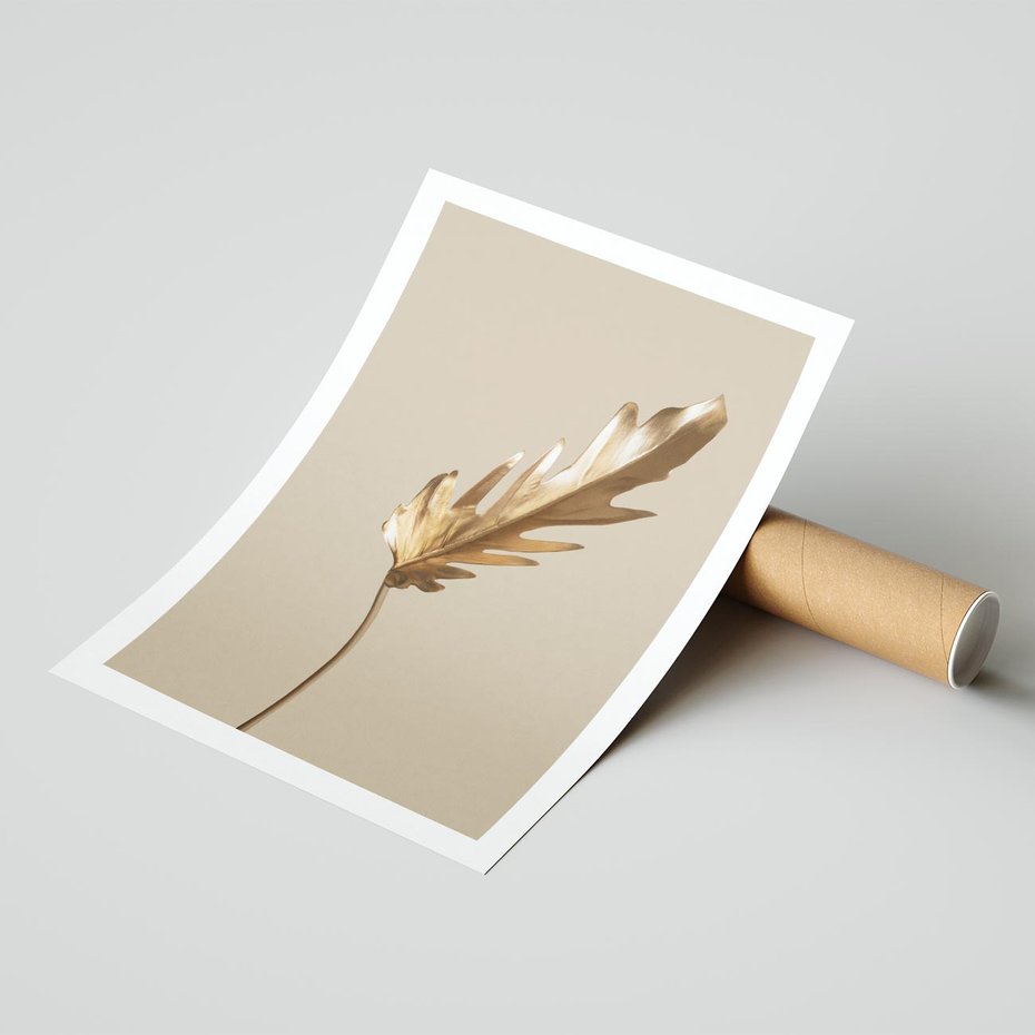 Plakat bez ramy 40x50 - Piękno w Detalu - złoty, liść