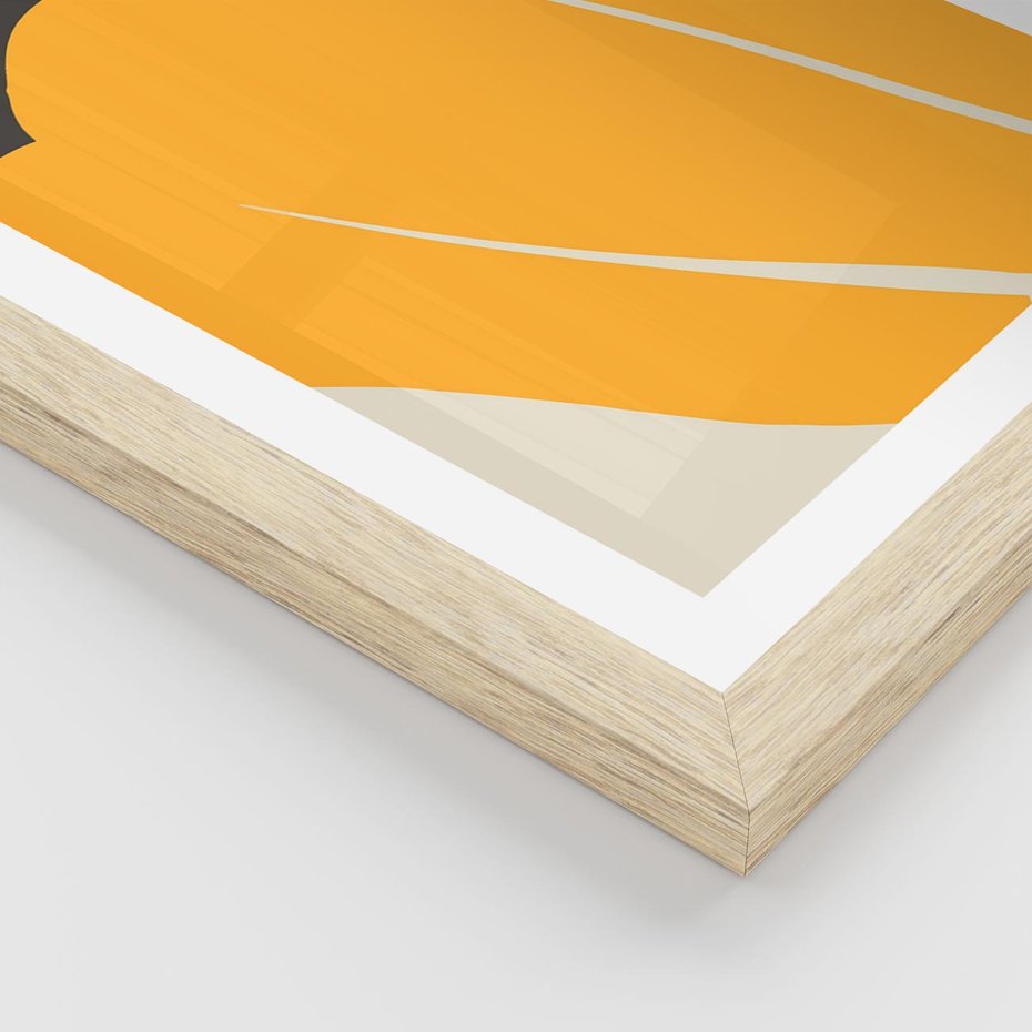 Plakat w ramie 30x40 - Migocące Formy - abstrakcyjny minimalistyczny obraz, żółta papryczka - rama drewno